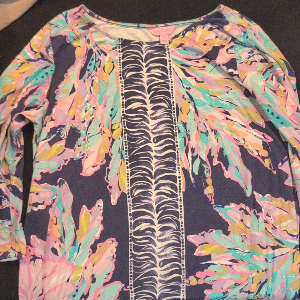 Lilly Pulitzer Women's Multicolor Floral Round Neck Pullover Dress XL